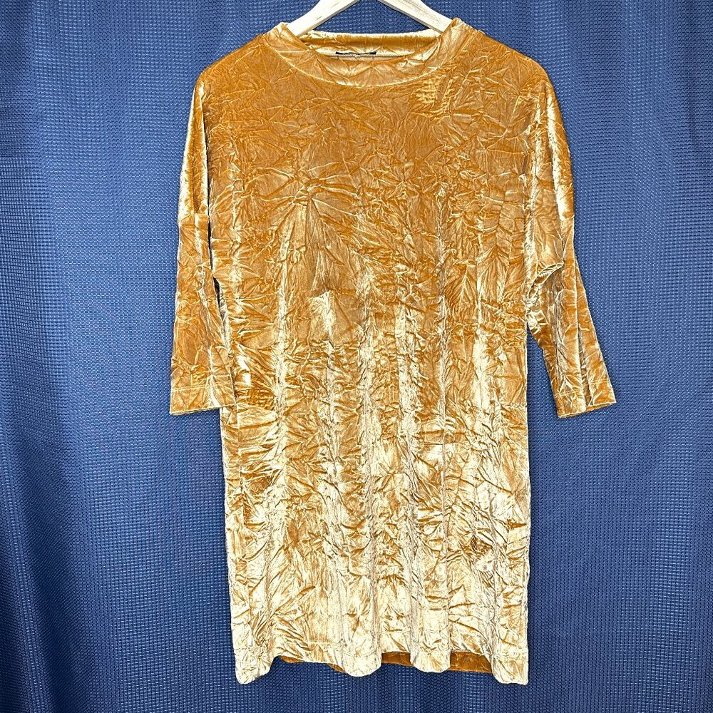 Zara Crushed Velvet Mock Neck Mini Shift Dress, SMALL Grunge Whimsigoth Holiday